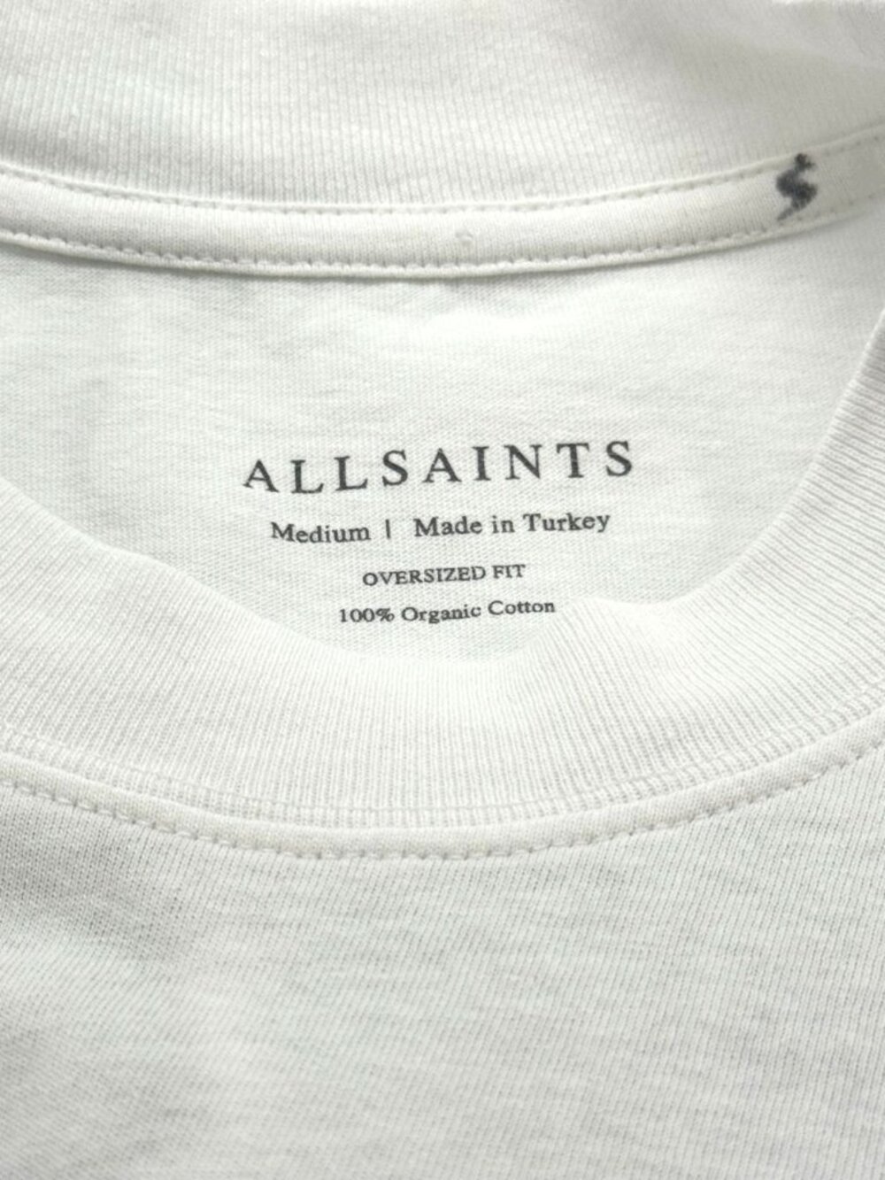 AllSaints Mens Redact T-Shirt White Black Embroidery Oversized Cotton Size M - Picture 6 of 9